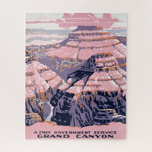Vintage Travel Poster Shows Views Of Grand Canyon Jigsaw Puzzle