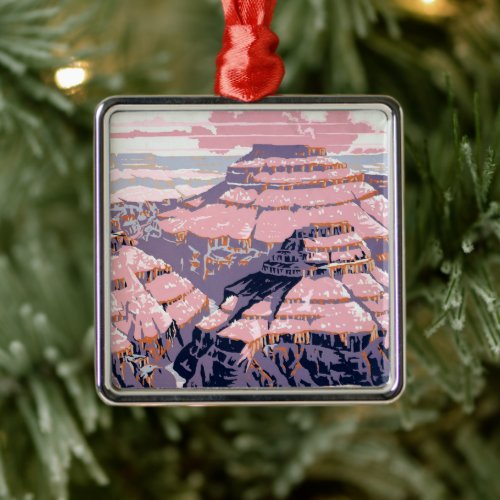 Vintage Travel Poster Shows Views Of Grand Canyon Metal Ornament
