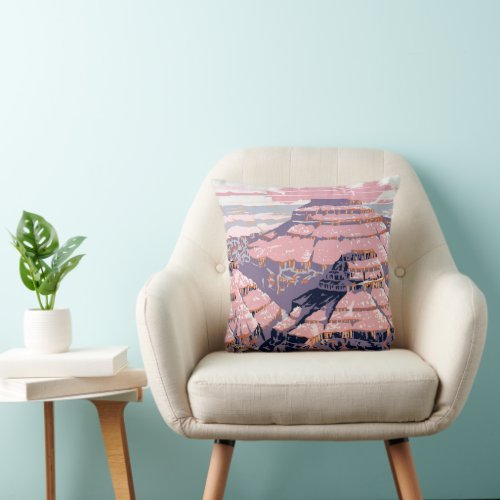 Vintage Travel Poster Shows Views Of Grand Canyon Throw Pillow