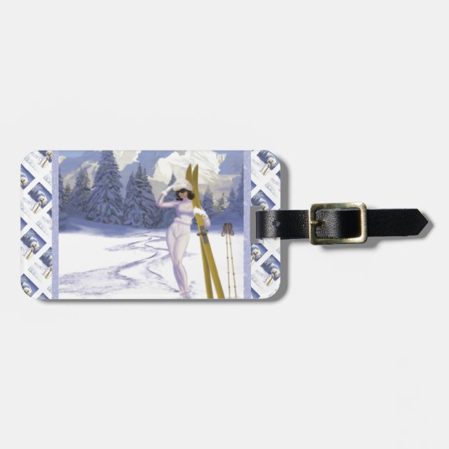 Vintage travel poster, Ski Italy Luggage Tag (Front Horizontal)