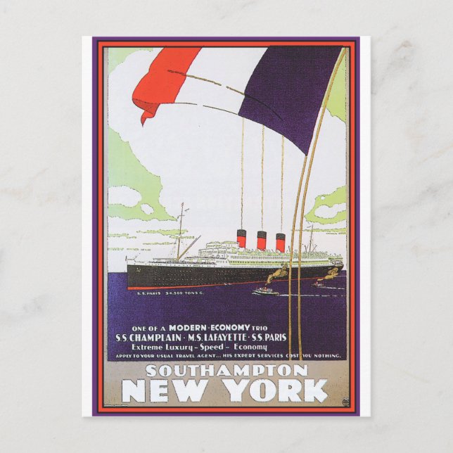 Vintage Travel Poster: Southampton New York Postcard (Front)