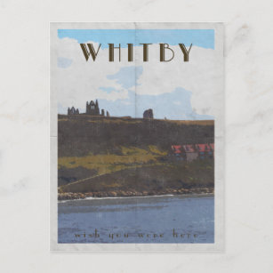 vintage travel poster style postcard whitby