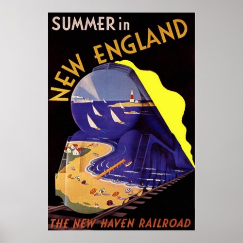 Vintage Travel Poster  Summer in New England