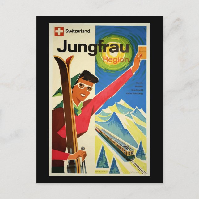 Vintage Travel Poster, Switzerland, Jungfrau, Postcard (Front)