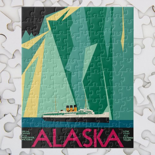 Vintage Travel Poster Taku Glacier Alaska Jigsaw Puzzle