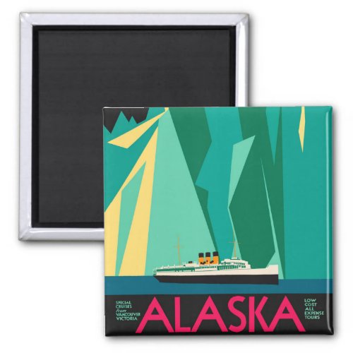 Vintage Travel Poster Taku Glacier Alaska Magnet