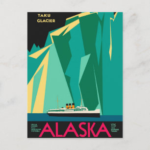 Vintage Travel Poster, Taku Glacier, Alaska Postcard