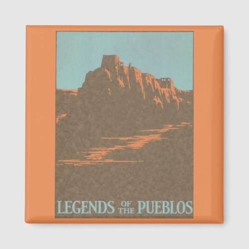 Vintage Travel Poster Taos Pueblos New Mexico Magnet