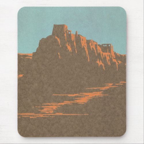 Vintage Travel Poster Taos Pueblos New Mexico Mouse Pad