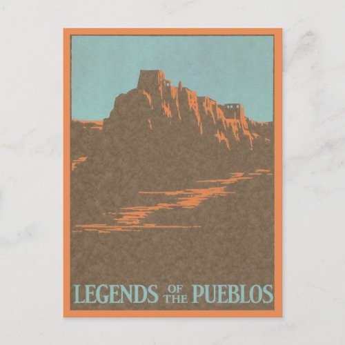 Vintage Travel Poster Taos Pueblos New Mexico Postcard