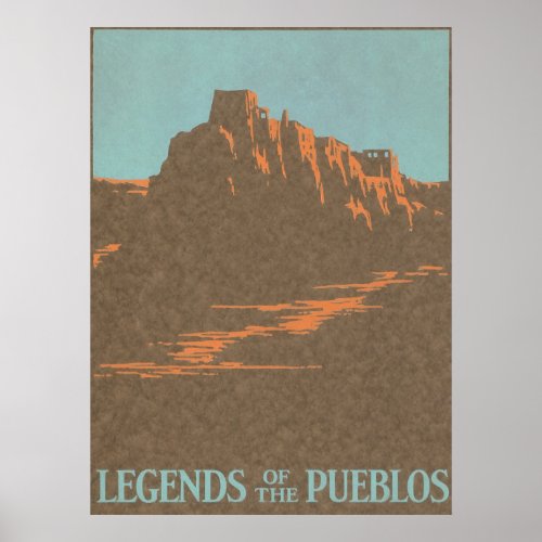 Vintage Travel Poster Taos Pueblos New Mexico Poster
