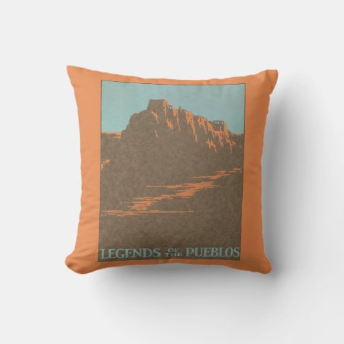 Vintage Travel Poster Taos Pueblos New Mexico Throw Pillow