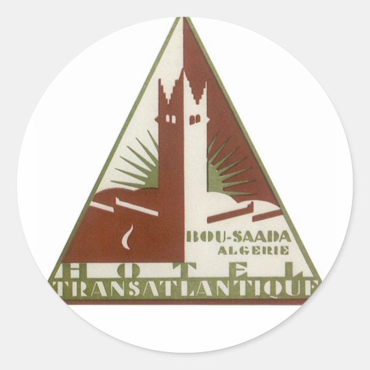 Vintage Travel Poster Trans Atlantic Hotel Algeria Classic Round Sticker