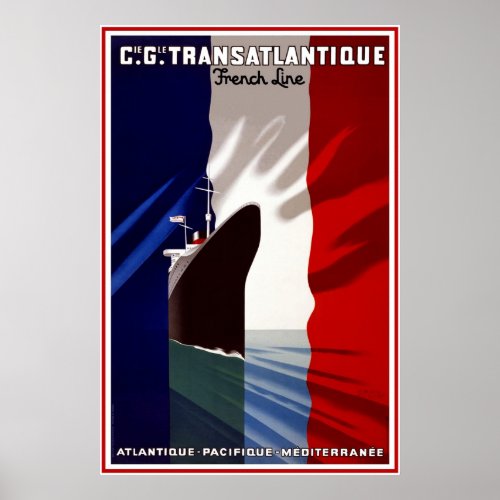 Vintage Travel Poster Travel French Liner