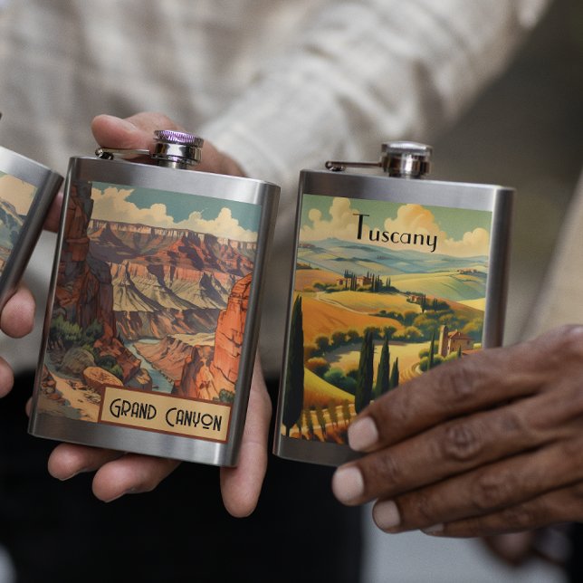 Vintage Travel Poster Tuscany countryside Flask (Creator Uploaded)