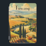 Vintage Travel Poster Tuscany countryside iPad Mini Cover<br><div class="desc">vintage travel poster of the countryside in Tuscany Italy with cypress trees,  rolling golden hills and remote houses</div>