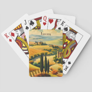 Vintage Travel Poster Tuscany countryside Poker Cards