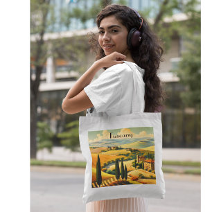Vintage Travel Poster Tuscany countryside Tote Bag