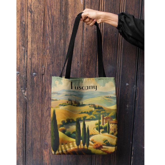Vintage Travel Poster Tuscany countryside Tote Bag (Creator Uploaded)