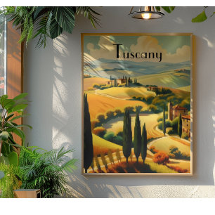 Vintage Travel Poster Tuscany, customizable Canvas Print