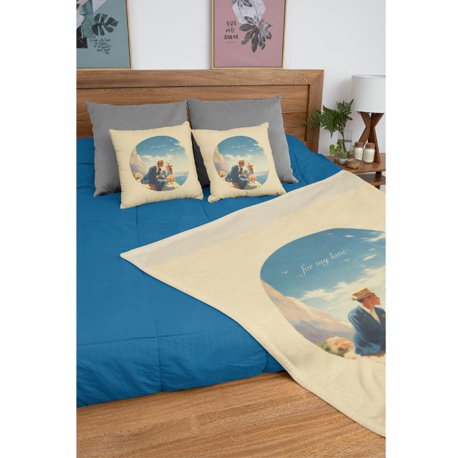 Vintage Travel Poster, Valentine customizable Throw Pillow (Creator Uploaded)