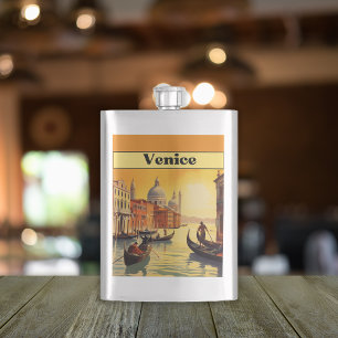 Vintage Travel Poster Venice, Italy Flask