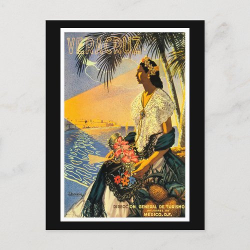 Vintage travel poster Veracruz Mexico Postcard