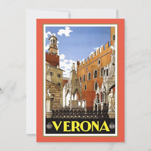 Vintage travel poster, Verona, Italy,  Card (Front)