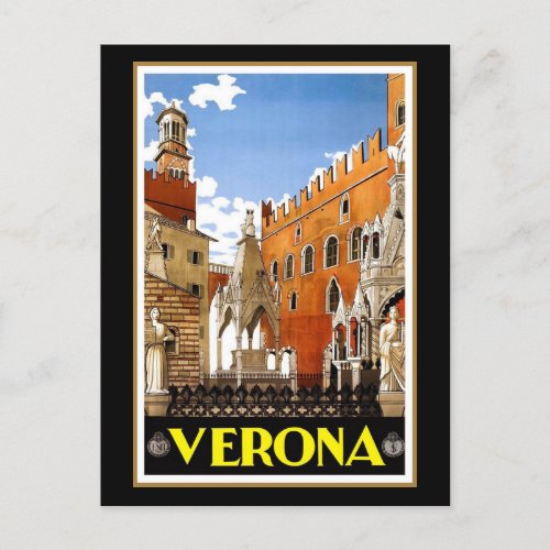 Vintage travel poster Verona Italy Postcard