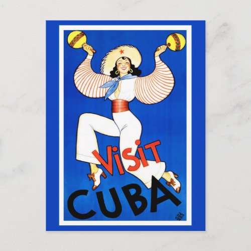 Vintage Travel Poster  Visit Cuba Postcard
