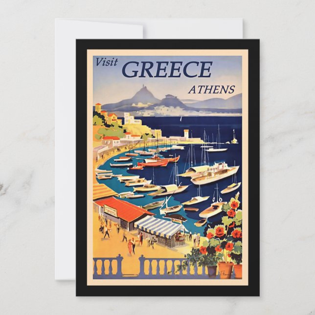 Vintage Travel Poster, Visit Greece, Card (Front)