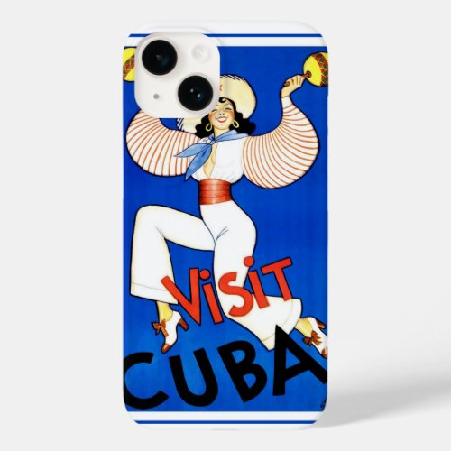 Vintage Travel Poster Visit Havana Cuba Maracas Case_Mate iPhone 14 Case