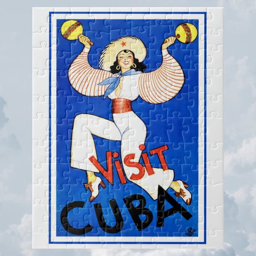 Vintage Travel Poster Visit Havana Cuba Maracas Jigsaw Puzzle