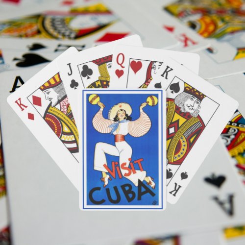 Vintage Travel Poster Visit Havana Cuba Maracas Playing Cards