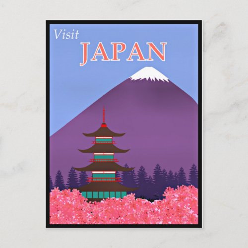 Vintage travel poster Visit Japan Postcard