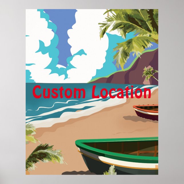 Vintage Travel Poster with Custom Location (Front)