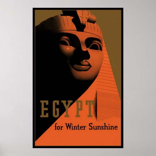 Vintage Travel Poster with Sphinx Egypt Africa