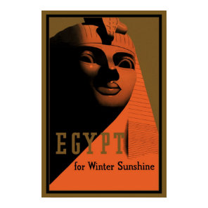 Vintage Travel Poster with Sphinx, Egypt, Africa