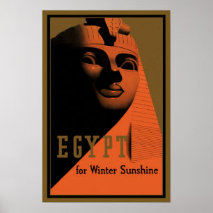 Vintage Travel Poster with Sphinx, Egypt, Africa