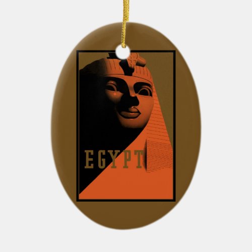 Vintage Travel Poster with Sphinx Egypt Africa Ceramic Ornament