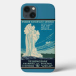Vintage Travel Poster Yellowstone Park On Teal  Iphone 13 Case at Zazzle