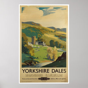 Vintage Travel Poster Yorkshire Dales England