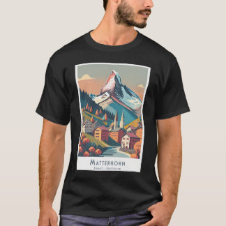 Vintage Travel Poster Zermatt Matterhorn - Minimal T-Shirt