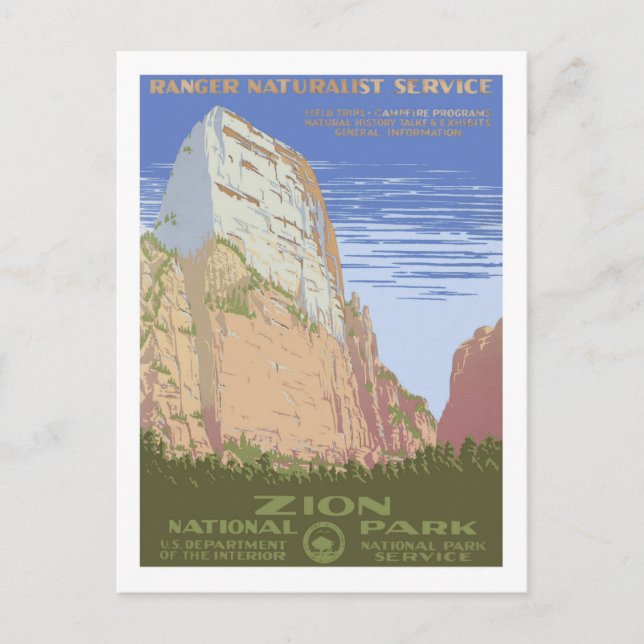 Vintage Travel Poster,Zion Postcard (Front)