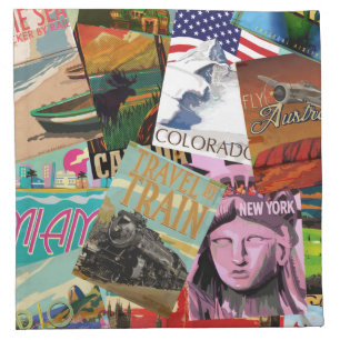 Vintage Travel Posters Cloth Napkin