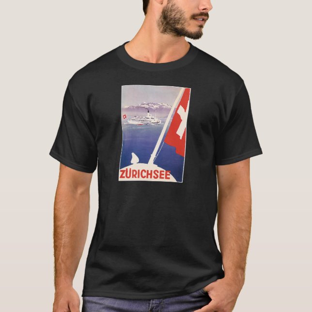 Vintage Travel Posters: Lake Zurich Switzerland T-Shirt (Front)