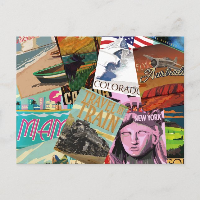 Vintage Travel Posters Postcard (Front)