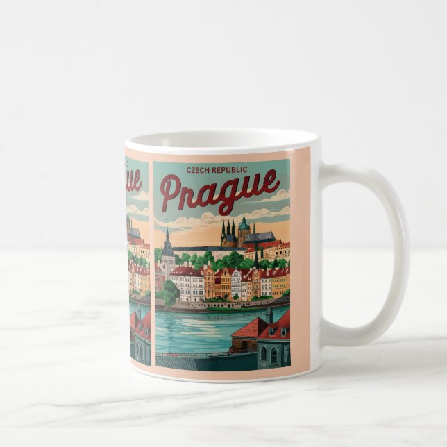 vintage travel prague city czech republic gifts coffee mug (Right)