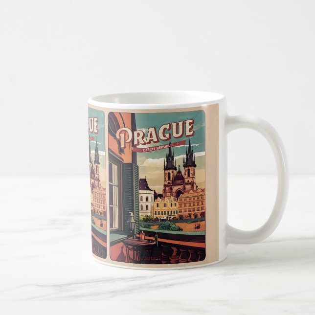 vintage travel prague czech republic gifts balcony coffee mug (Right)