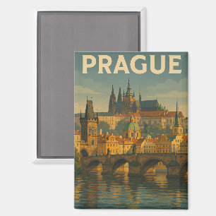 Vintage Travel Prague Czech Republic  Magnet